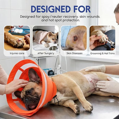 ASENKU Dog Cone Collar, Protective Recovery Dog Collar After Surgery, Comfy Adjustable Cone for Dogs to Stop Licking, Pet E-Collar for Small, Medium & Large Dogs(Orange, S)