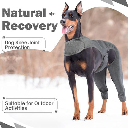 ROZKITCH Dog ACL Surgery Recovery for Rear Right Left Leg, Pet Prevent Licking Wound Elbow Protector, Male Female Dog Recovery Suit Rear Legs for Sprain ACL CCL Arthritis Joint Care Grey L