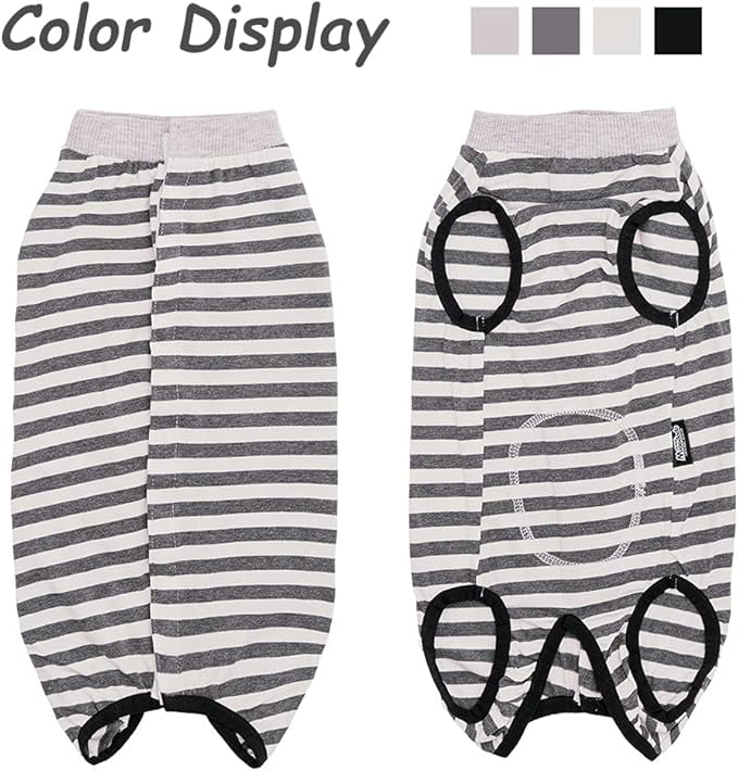 Dog Recovery Suit After Surgery,Spay Neuter Clothes for Female Dogs,Small Medium Dog Shirt,E-Collar Cone Alternative,Prevent Licking Wound Dog Onesie,Pet Surgical Suit(Grey White Stripe-s)