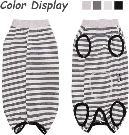 Dog Recovery Suit After Surgery,Spay Neuter Clothes for Female Dogs,Small Medium Dog Shirt,E-Collar Cone Alternative,Prevent Licking Wound Dog Onesie,Pet Surgical Suit(Grey White Stripe-xs)