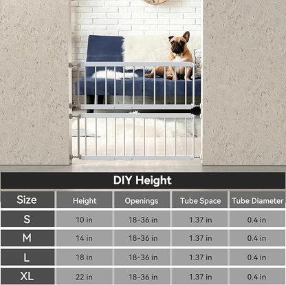 Short Dog Gate Indoor - MOOECKOM 13" Tall Small Dog Gate 18"-36'' Width Expandable, Easily Step Over Pet Gate with 2 Extension Kits - Pressure Mounted for Doorways Stairs.