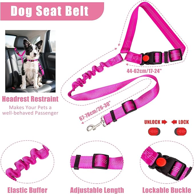 No Pull Dog Harness Adjustable Collar & Leash Set - Dog Halter Harnesses Collapsible Bowls & Poop Bag Dispenser Muzzle ID Tags Toys Fits Small Medium Large Dogs (Pink-L)