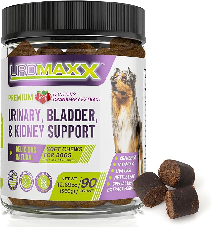 Uromaxx for Dogs, Urinary, Bladder & Kidney Support Soft Chews, All Ages & Breeds, Non GMO, Made in the USA, 90 Count, 1 Pack
