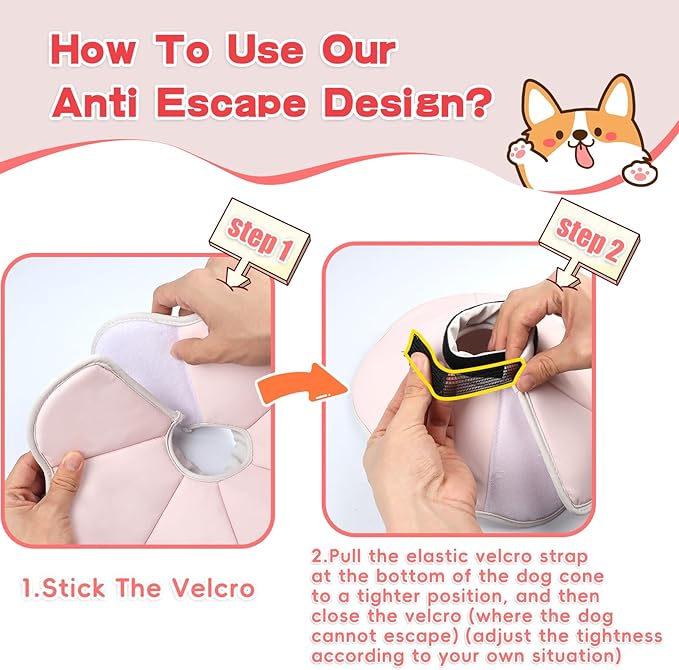 Soft Dog Cone Collar Alternative for Small Dogs(Puppy Yorkshire Puppy Chihuahua), Adjustable Protective Dog Recovery Cone, Elizabethan Comfortable Neck Pillow Cone After Surgery Anti Licking