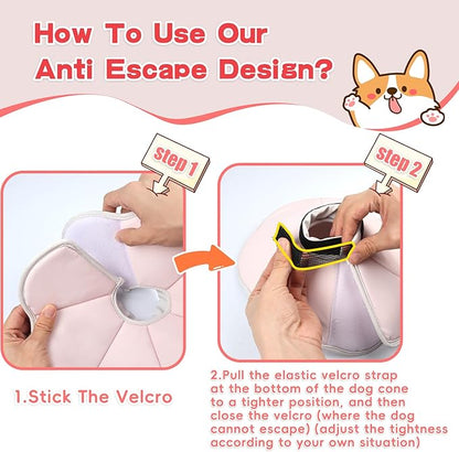 Soft Dog Cone Collar Alternative for Small Dogs(Puppy Yorkshire Puppy Chihuahua), Adjustable Protective Dog Recovery Cone, Elizabethan Comfortable Neck Pillow Cone After Surgery Anti Licking