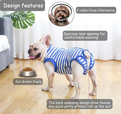 Dog Recovery Suit Surgery Shirt,Medium Female Male Wound Protective Suit,Blue M