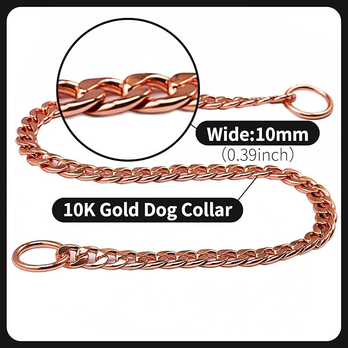 Stainless Steel P Chock Metal Chain -JYHY Dog Necklace Collars Walking Training Pet Supplies for Small Medium Large Dogs (26" (Fits Neck 22" to 24"), Rose Gold