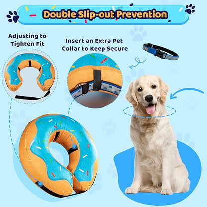 Grand Line Donut Inflatable Collar for Dogs and Cats, Soft Recovery Dog Cone After Surgery, Protective Pet Neck Cone for Small, Medium, Large Dogs, Not Block Vision (Blue, X-Large)
