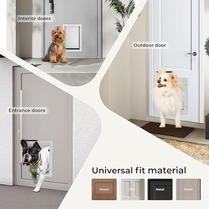 Medium Dog Door for Door,Metal Dog Door with Locking Panel,Doggie Doors for Medium Dogs with Magnetic Flap,Anti Theft Design,Fit Exterior/Interior Doors,Easy Installation(M)