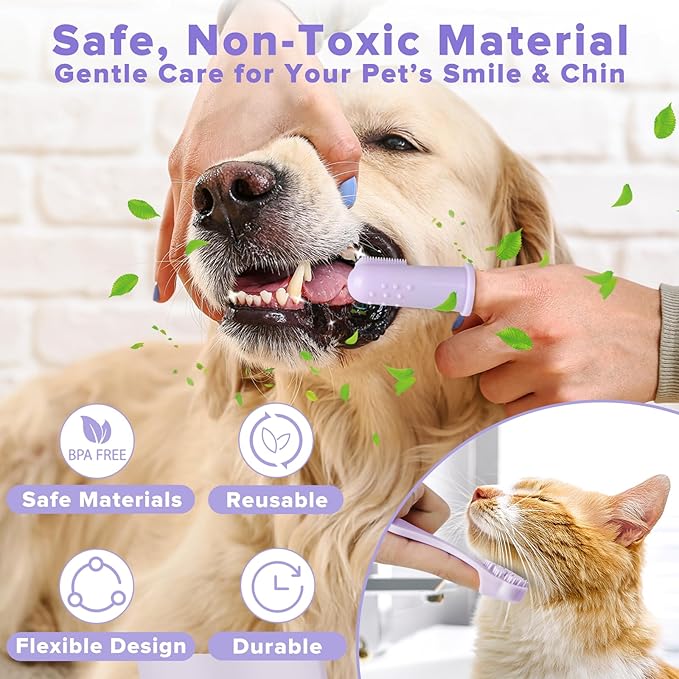 Augwind 6PCS Pet Grooming Kit for Dogs,Cats and Horses | Dog Washing Gloves | Dog Bath Brush | Dog Bath Gloves | Dog Shampoo Brush | Pet Grooming Gloves | Dog Bath Supplies (Purple)