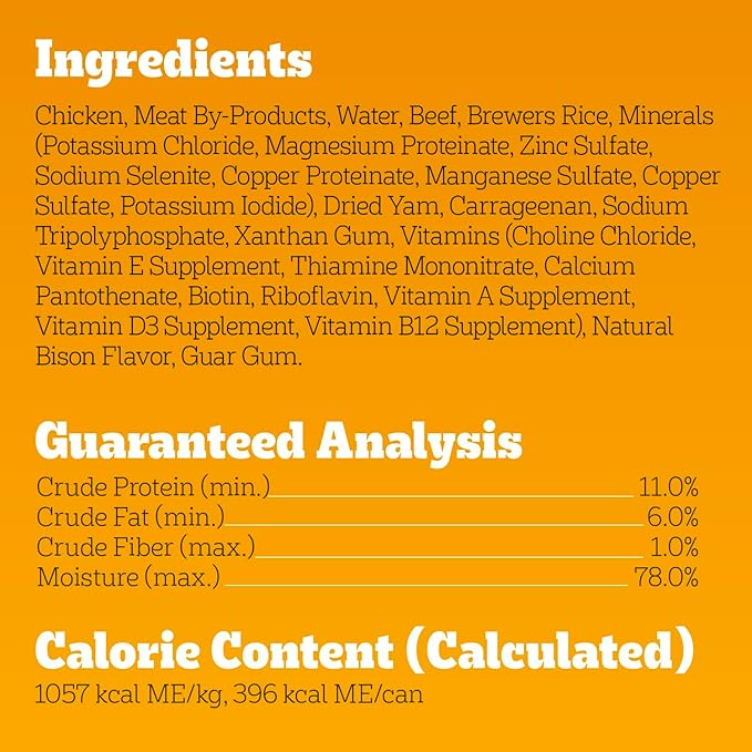 Pedigree High Protein Wet Dog Food, Adult Soft Canned Dog Food, Beef & Bison Flavor, 13.2 oz. Cans, 12 Count