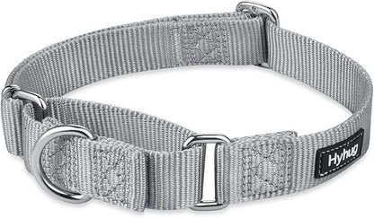 Hyhug Martingale Dog Collar Medium Gray |Escape - Proof Heavy Duty Nylon Durable No Slip, Ideal for Training & Daily Walks
