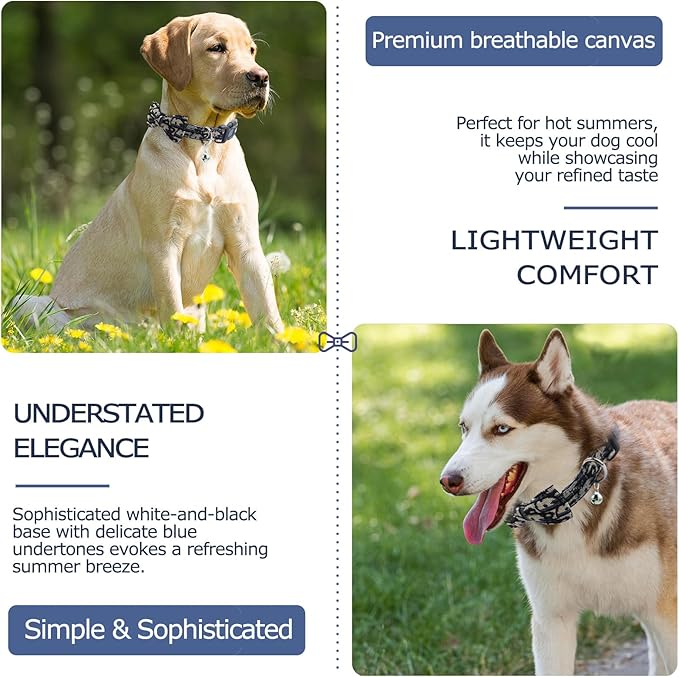 Bowtie Collars for Medium Dogs, Elegant Dog Bow Tie Collars, Dog Collars with Bowtie Adjustable 13.8"-17.7", Black, M