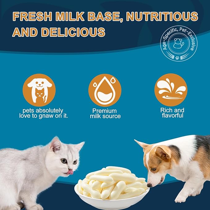 Natural High Protein Pet Milk Sticks - 100g Can Calcium Supplement Training Treats for Dogs & Cats Healthy Daily Snack，Teeth Cleaning，Dental Care
