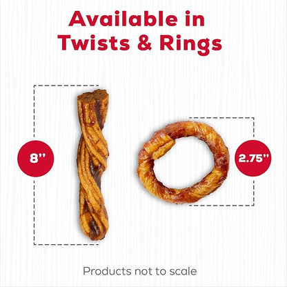 Country Kitchen Rawhide Free Beef Twists Dog Chews, Made with Real Beef, Highly Digestible, Gluten Free, 9 Count