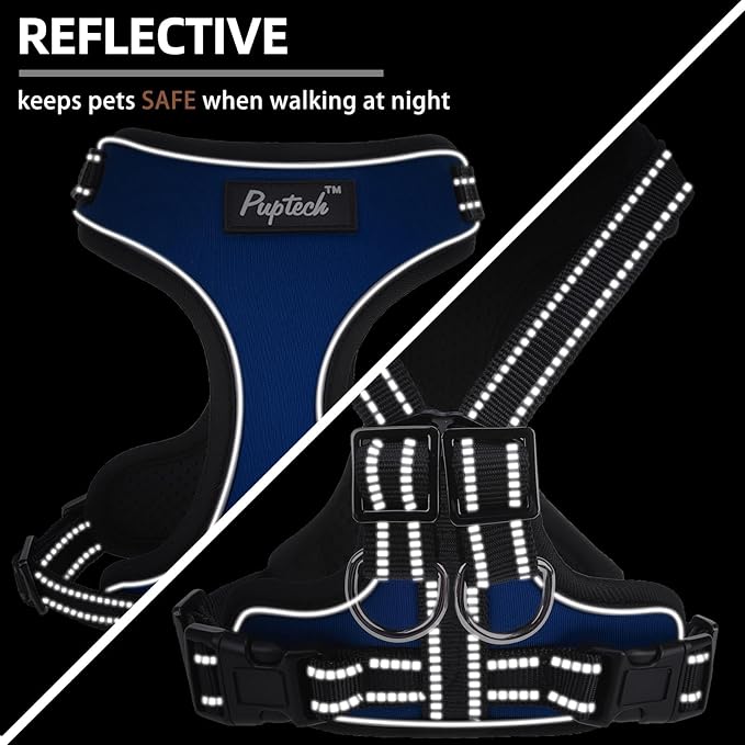 PUPTECK Dog Harness and Leash Set Small Sized, Adjustable Reflective Escape Proof Puppy Vest, No Pull Walking Harness Easy Control