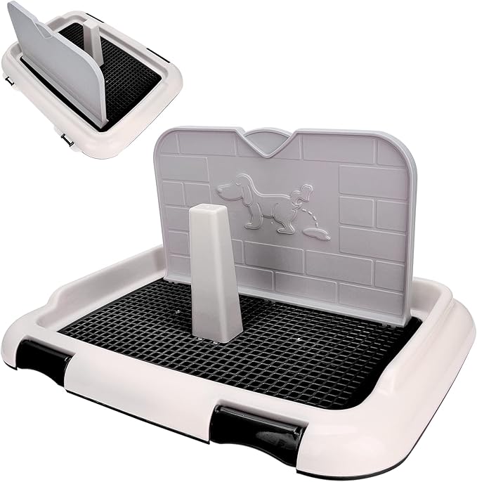 Tita-Dong Puppy Training Toilet Pad Holder with Cat Potty Fence - Dog Scheduled Urination Potty Tray for Small & Medium Dogs (Black)