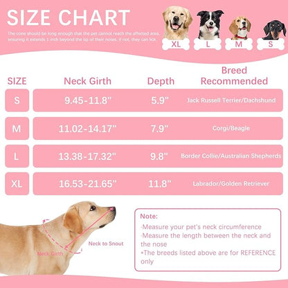 ASENKU Dog Cone Collar, Soft Adjustable Cone for Dogs to Stop Licking, Lightweight Recovery Dog Cone After Surgery, Pet E-Collar for Small, Medium & Large Dogs (Pink, S)