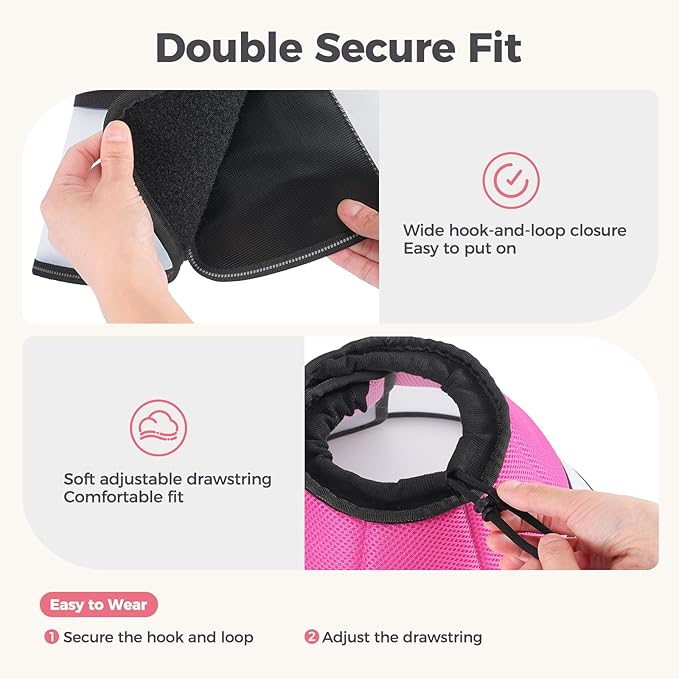 Avont Dog Cone Collar After Surgery, Alternative Adjustable Elizabeth Cone for Medium Large Dogs, Comfy Breathable Pet Recovery Collar to Stop Licking -Pink(L)