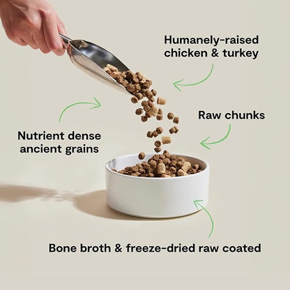 Open Farm, RawMix Dry Dog Food with Ancient Grains, Protein-Packed Kibble Coated in Bone Broth with Freeze Dried Raw Chunks, Chicken & Turkey, Open Prairie Recipe, 20lb Bag