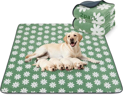 LOOBANI Extra Large Whelping Pad, Non-Slip Dog Pee Pads Washable, Fast Absorbent Reusable Pee Pads for Dogs, Waterproof and Leakproof Dog Playpen Mat for Floor, Crate, Potty (48"x48",2 Packs)