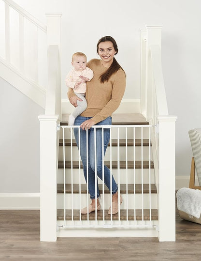 Regalo 2-in-1 Extra Tall Easy Swing Stairway and Hallway Walk Through Baby Gate, White, 24" - 40.5" Wide