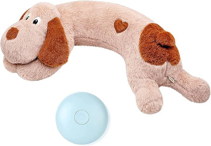 WEOK Puppy Heartbeat Toy, Dog Heartbeat Toy for Separation Anxiety Relief, Puppy Toy with Heartbeat Stuffed Animal Anxiety Calming Behavioral Aid Plush Toy for Dogs Cats Pets (Brown +)