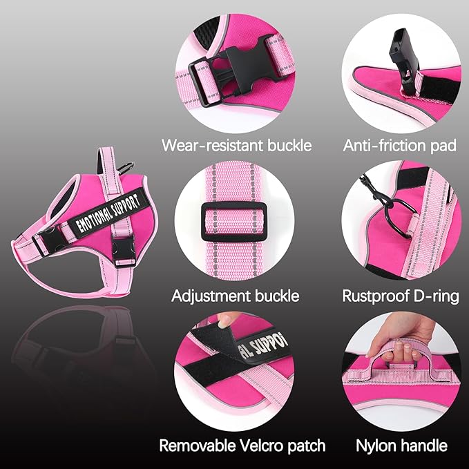voopet Emotional Support Dog Harness, Professional Service Dog Vest Harness for Small Medium Large Dogs, Reflective Breathable and Adjustable No Pull/Choke ESA Essential Harness