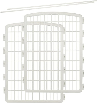 IRIS USA 34'' 2 Panel Pet Playpen Add-On with Connecting Rods, Puppy Small Medium Dogs, Heavy-Duty Molded Plastic, Rust-Free, Non-Skid Rubber Feet, Easy Assemble, Customizable, White