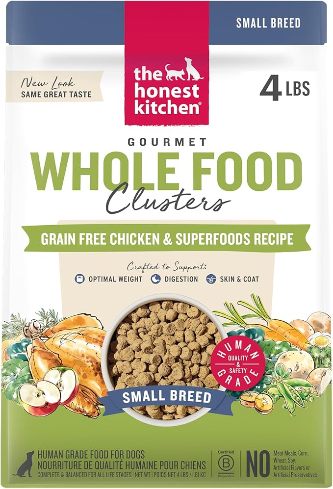 The Honest Kitchen Whole Food Clusters Small Breed Grain Free Chicken Dry Dog Food, 4 lb Bag