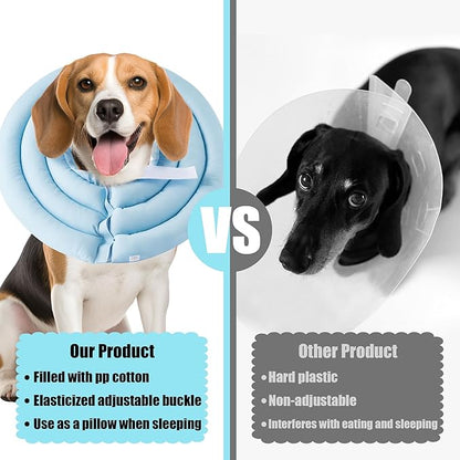 Soft Dog Cone Collar - Adjustable Recovery Cone for Large Dogs After Surgery to Stop Licking, Waterproof Elizabethan Protective Neck Donut Collar Alternative for Pet (Blue, XL)