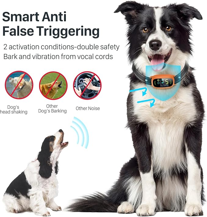 FAFAFROG Dog Bark Collar, Rechargeable Smart Collar, Anti Barking Training Collar with 5 Adjustable Sensitivity Beep Vibration, Bark Collar for Large Medium Small Dogs (Orange)