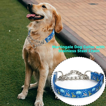 Choke Collar for Dogs - Cartoon Dog Adjustable Training Slip Collar with Chain, Anti Pull Design for Medium & Large Dogs(Large)