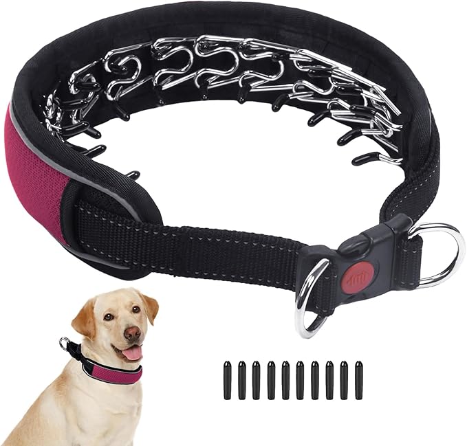 Martingale No Pull Dog Collar for Large Medium Dogs Training Walking, Heavy Duty Nylon Reflective Adjustable Anti Pull Slip Collar with Buckle L Wine Red