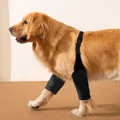 ROZKITCH Dog Surgery Leg Sleeve for Front Legs, Pet Prevent Licking Wound Elbow Knee Protector, Dog Leg Sleeve to Stop Licking Cone Collar Alternative for Sprain ACL CCL Arthritis Black XL