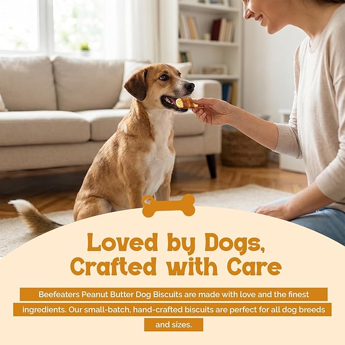 Beefeaters Peanut Butter Dog Biscuits with Real Chicken 13 oz - Oven-Baked, High-Protein, Low-Fat Treats for Small, Medium & Large Dogs – Ideal for Training, Dental Benefits, No Artificial Ingredient