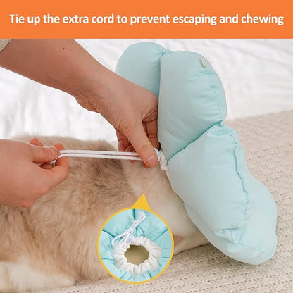 Avont Cat Cone Collar Soft, Adjustable Recovery E Collar Alternative for Cats Kittens Puppies, Elizabethan Neck Cone of Shame to Prevent Licking Biting After Surgery Protect Wounds -Blue(M)