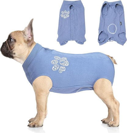 Jiupety Dog Recovery Suit Adjustable, Not Fit Slim and Long Body, Dogs Suit for Surgery Recovery, M Size, Anti-Licking Surgical Dog Onesies, Blue & Paw