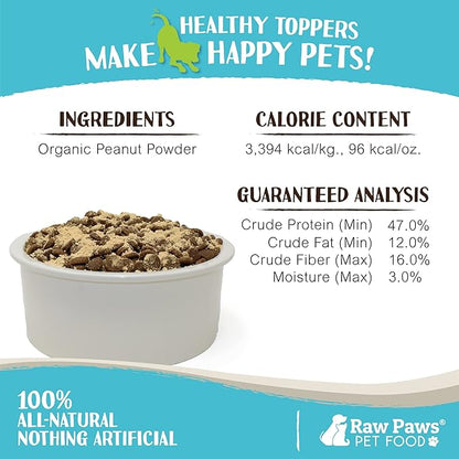 Raw Paws Boost Pet Food Topper Organic Peanut Powder, 2.8-oz - Made in USA - Dog Food Topper, Peanut Butter Treats Meal Toppers for Dogs, Flavor Food Toppers for Picky Dogs, Food Sprinkles