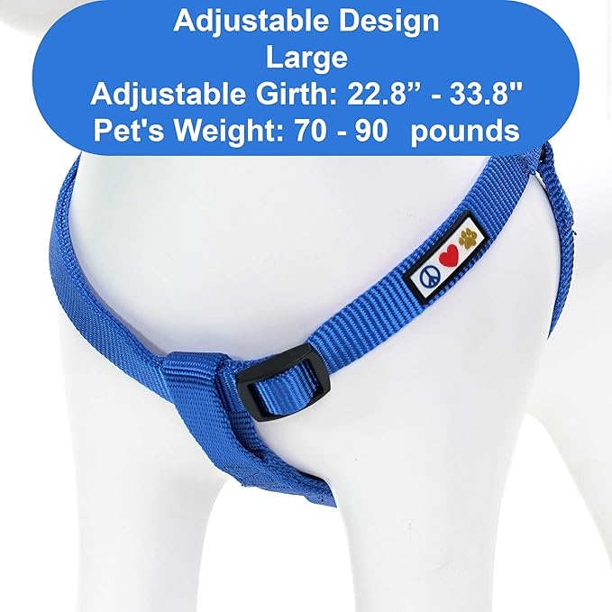 Pawtitas Solid Step-in Dog Harness – Adjustable No-Pull Vest for Puppies to Seniors, Safe & Comfortable L Blue