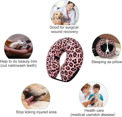 CuteBone Inflatable Dog Donut Collar with Removable Soft Fleece Covers for Small/Medium/Large Dogs and Cats After Surgery GWB10M