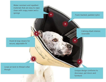 All Four Paws Comfy Cone Pet Cone for Dogs, Cats, Medium (Extra-Long), Tan - Comfortable Soft Dog Cone Collar Alternative for After Surgery, Wound Care, Spay, Neuter - Recovery Elizabethan-Collar