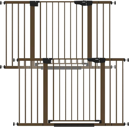 Cumbor 2 Pack 29.7-51.5" Extra Wide Baby Gate for Stairs, Mom's Choice Awards Winner-Dog Gates for Doorways, Pressure Mounted Walk Through Pet Gate Indoor, Safety Auto-Close Child Gate for Kid,Brown