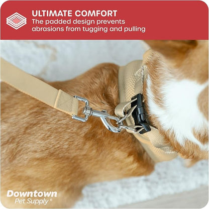 Downtown Pet Supply Step-in Dog Harness – No Pull, Adjustable Padded Mesh with Reflective Trim, Secure Buckle Strap – Comfortable & Breathable Small Dog Harness, Medium, Khaki