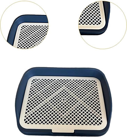 Dog Toilet Puppy Pad Holder Supplies Non Slip with Column Dog Pee Holder Training Pad for Bunny Home Dorm Room, Navy Blue