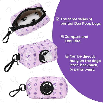 Dog Harness and Leash Collar Set with Dog Poop Bag Holder and Bandanas, Escape Proof Adjustable Puppy Cat Vest with Soft Mesh Padded, Pet Supplies for Small Medium Large Dogs Kitten(Purple, L)