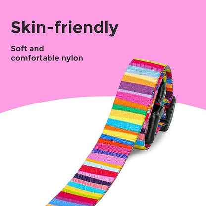 Kazazoo Dog Collar Cute and Soft Nylon Puppy Collar for Boy and Girl, Adjustable Dog Collars for Small Medium Dogs, Rainbow-M