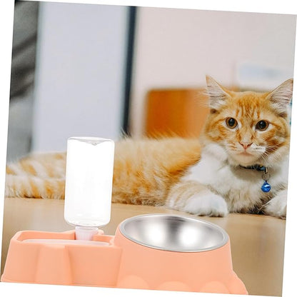 Multifunctional Stainless Steel Dog Feeder with Transparent Water Container Compact Food Dispenser for Home Use Pet Feeding Bowl for Puppies and Dogs