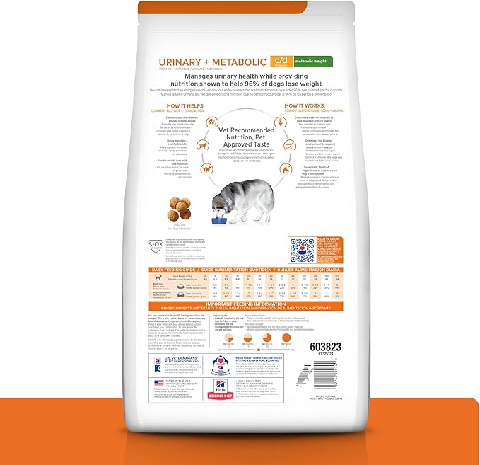 Hill's Prescription Diet c/d Multicare + Metabolic Weight Dry Dog Food, Chicken, 8.5 lb. Bag