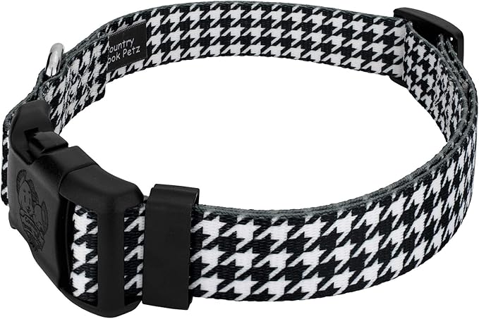 Country Brook Petz - Houndstooth Everyday Dog Collar and Leash - Sports and Athletics Collection Featuring Spirited Designs (5/8 Inch, Small)